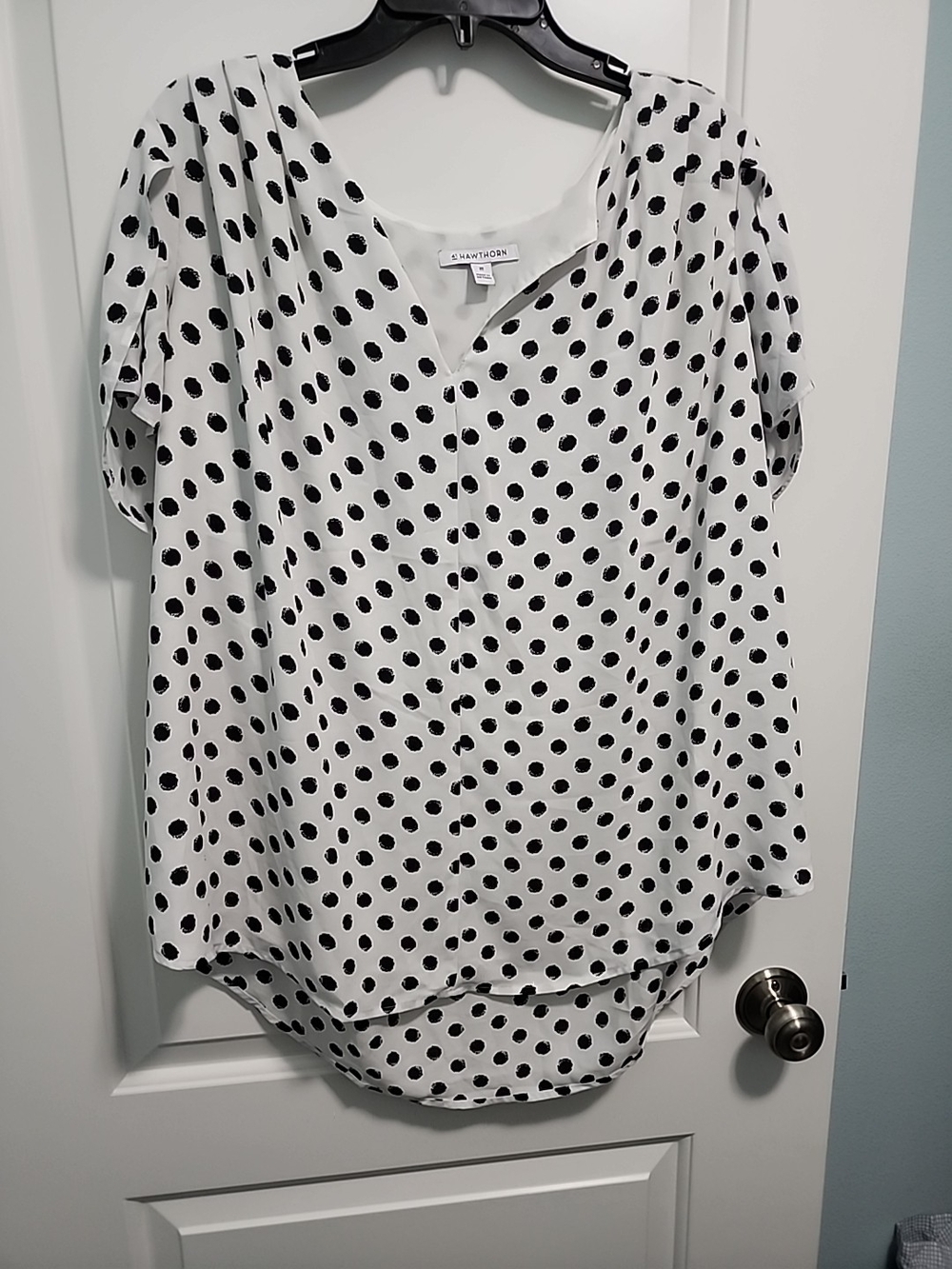 41 Hawthorn White Blouse with Black Polka Dots